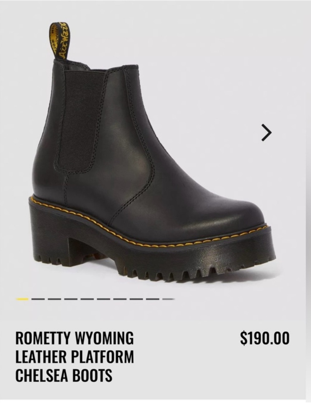 Dr Martens Rometty Platform Wyoming Chelsea Boots Black US size 7 EU size 38